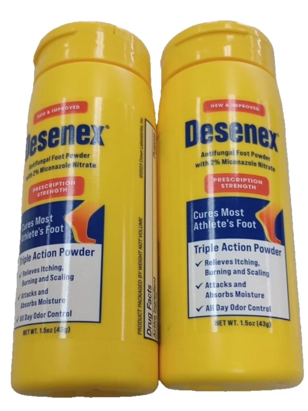 (2-Pack) Anti-Fungal Foot Powder with 2% Miconazole Nitrate for Athlete's Foot